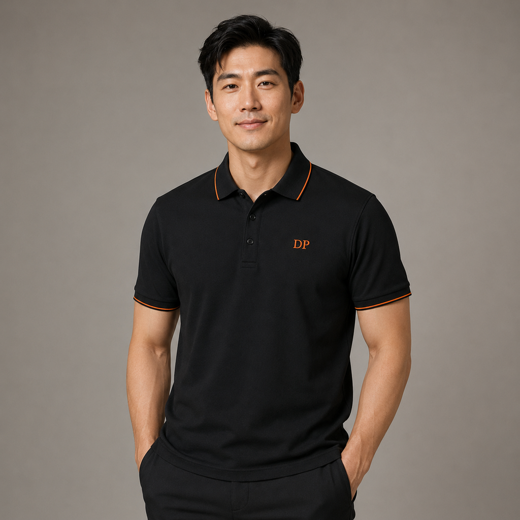 นายแบบเอเชียสวมเสื้อโปโล Deltapolo
